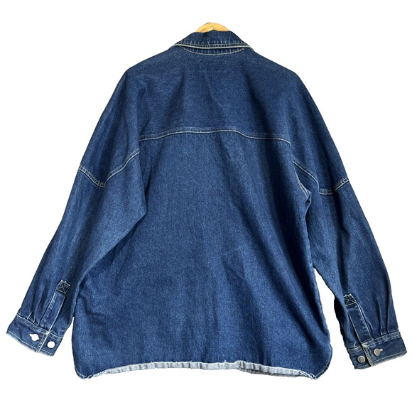 Boxx Jeans Jacket Large Blue Denim Utility Chore Loose Fit Hip Hop 90's Y2K Vtg - Picture 2 of 15